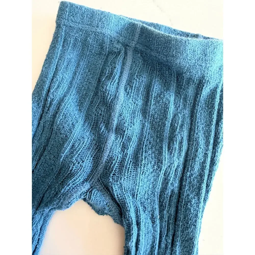 Mini Boden Blue Cable Knit Footless Tights Girls 2-3 Yrs